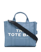Marc Jacobs Women Shopper Tote 'The Traveller' In Blue Canvas With Logo Print