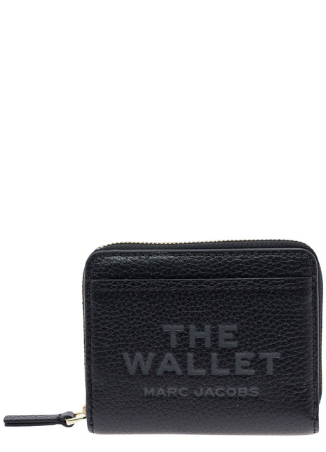 Marc Jacobs Women Wallet 'The Mini' With Engraved Logo On Front In Black Pebbled Leather For Women