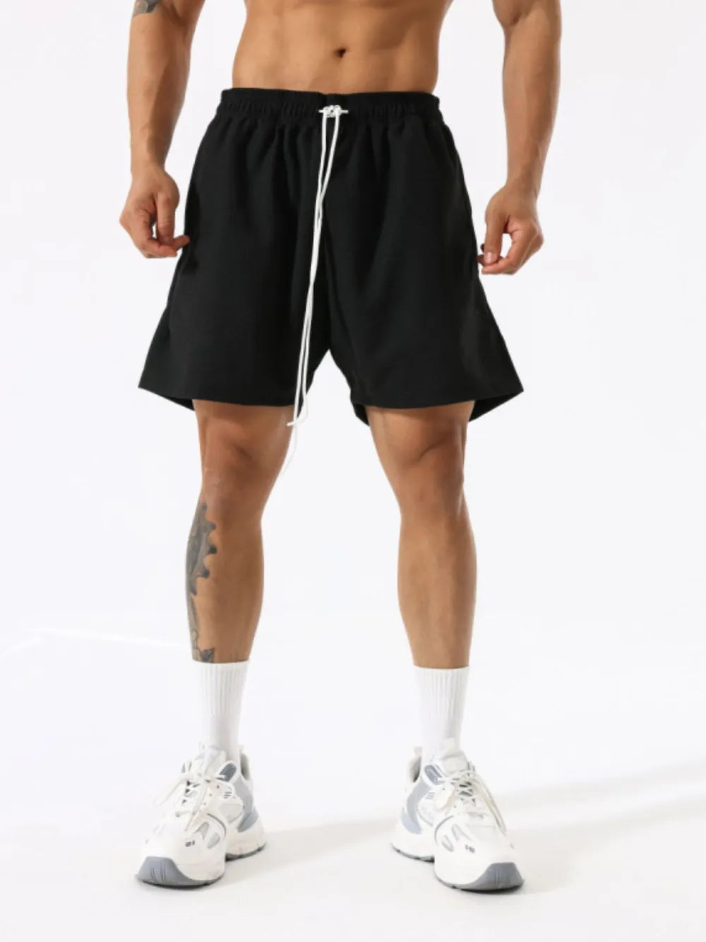 Mens Drawstring Active Shorts Black Trendsi