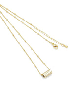 Gold Link Hexagon Tube Charm Adjustable necklace, Sku#EF343
