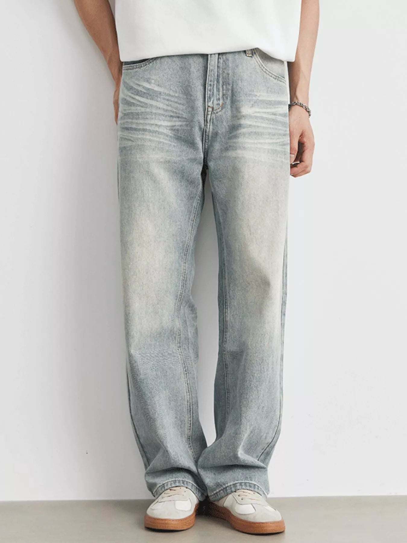 Men's Light wash Loose Fit Jeans Jeans Trendsi