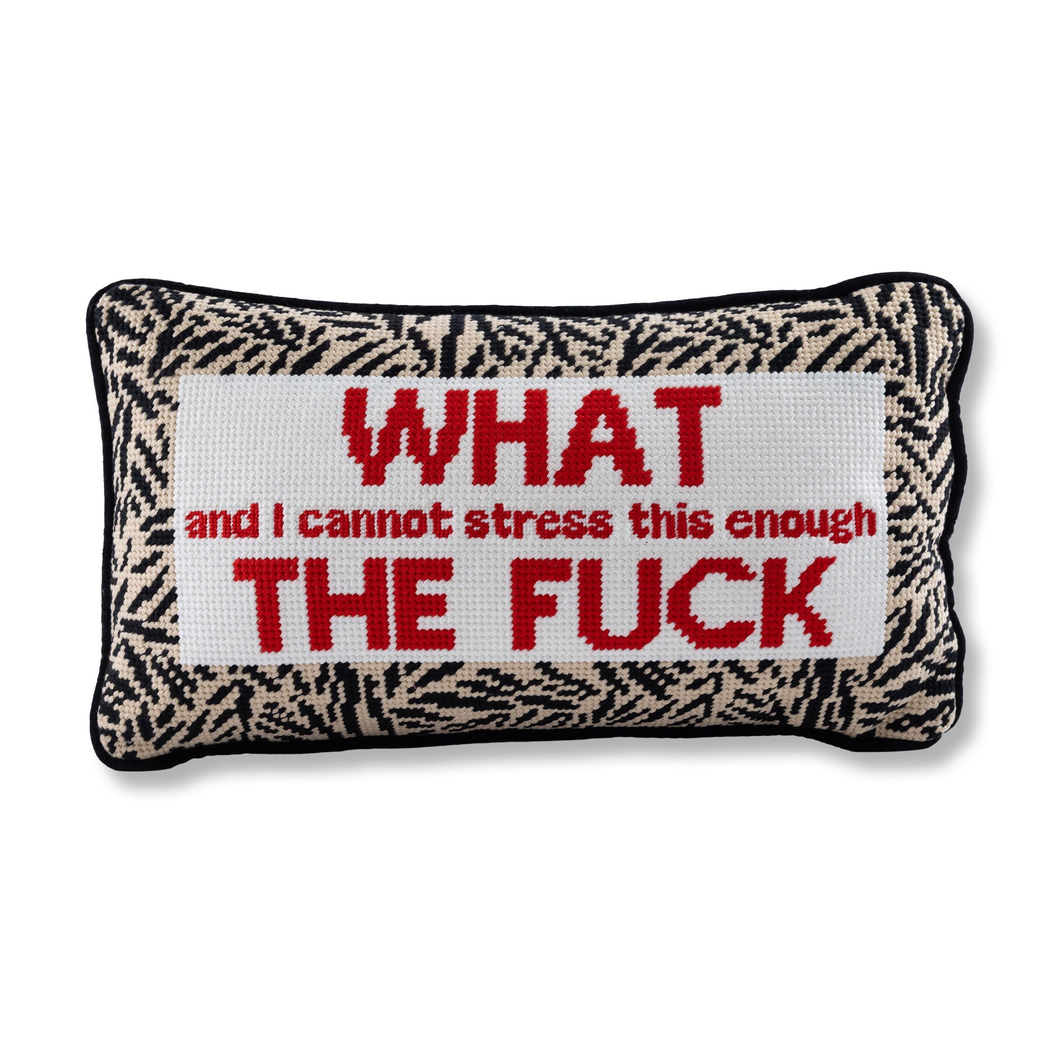 WTF Needlepoint Pillow Needlepoint Furbish Studio