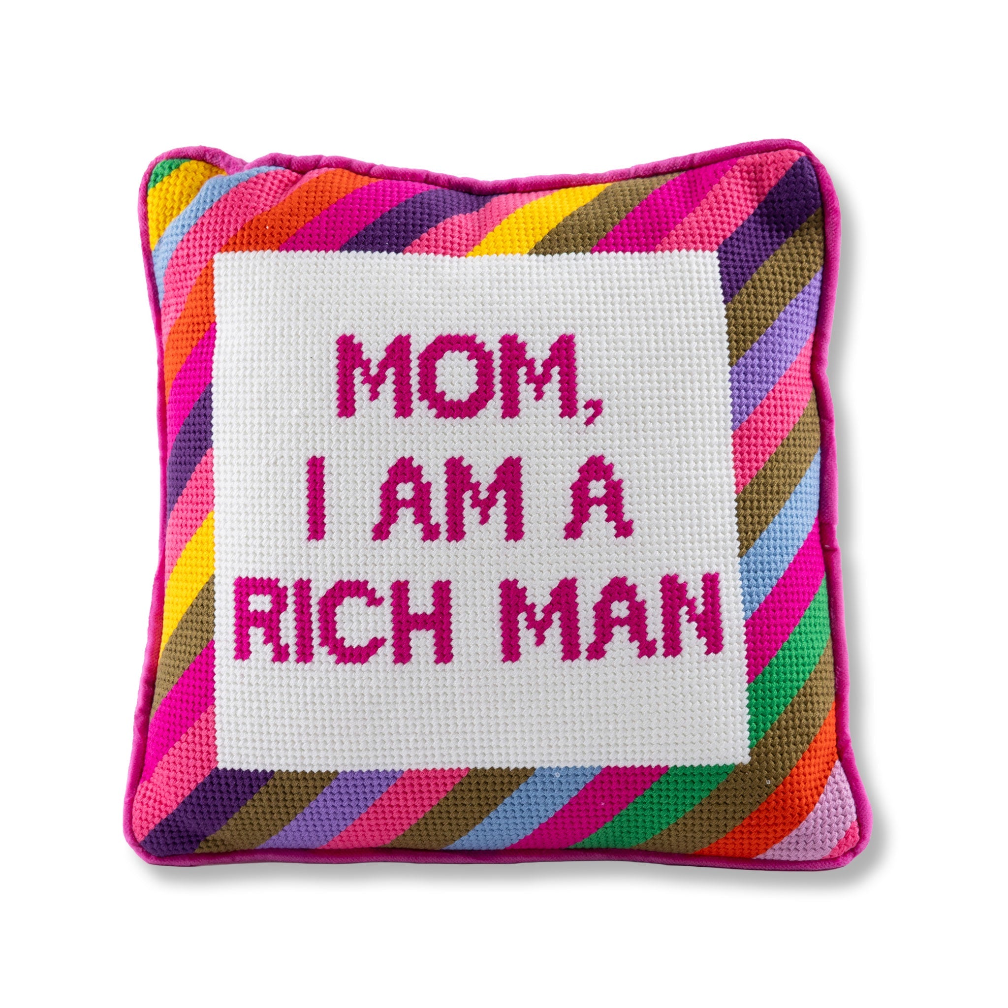Mom, I Am A Rich Man Needlepoint Pillow Needlepoint Furbish Studio