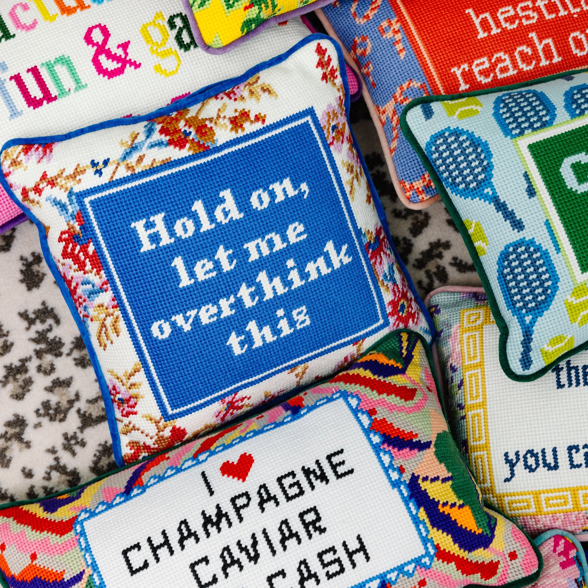 Overthink Needlepoint Pillow