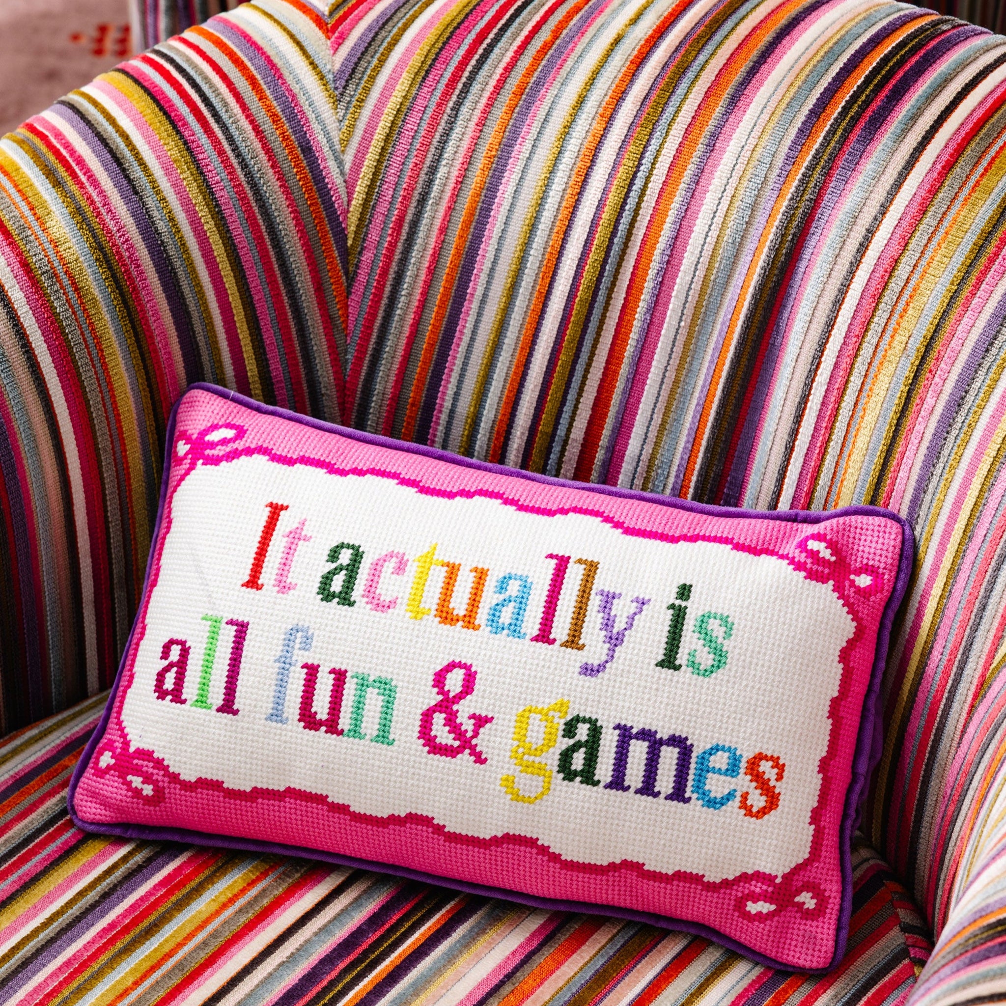 Fun And Games Needlepoint Pillow Needlepoint Furbish Studio