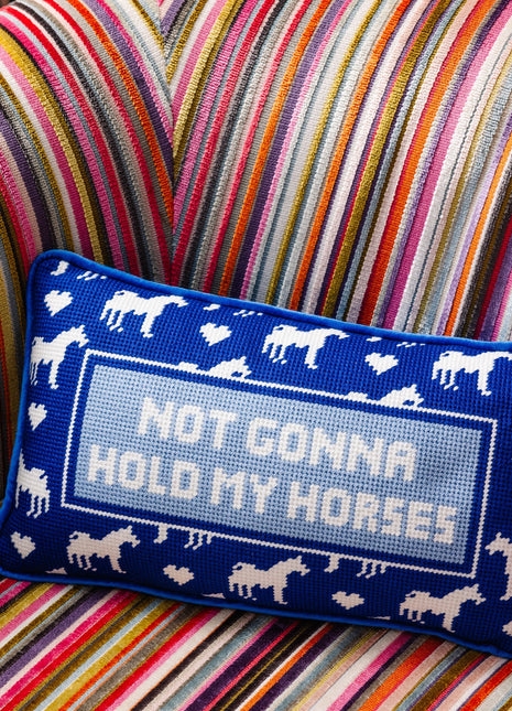 Hold My Horses Needlepoint Pillow