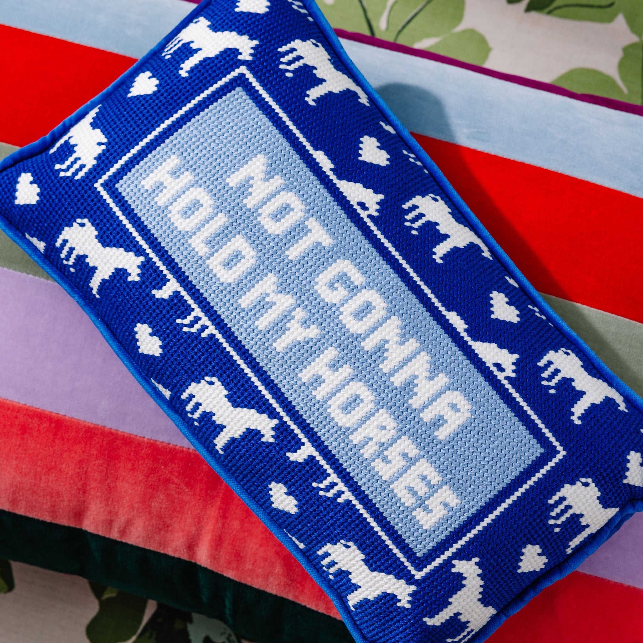 Hold My Horses Needlepoint Pillow Needlepoint Furbish Studio