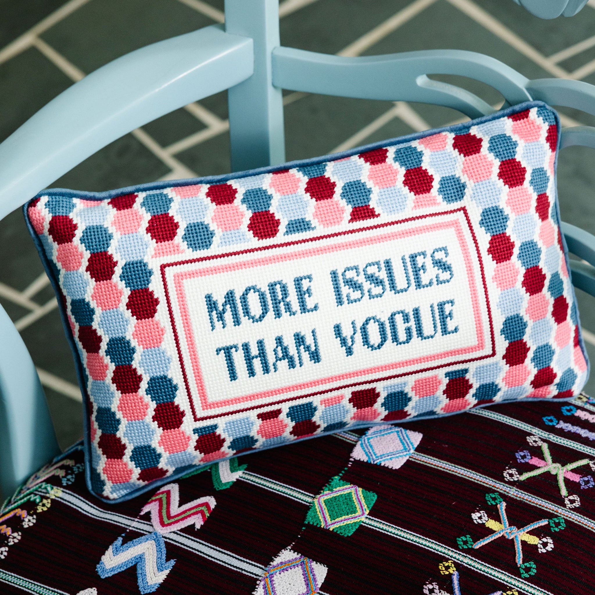 More Issues Needlepoint Pillow Needlepoint Furbish Studio