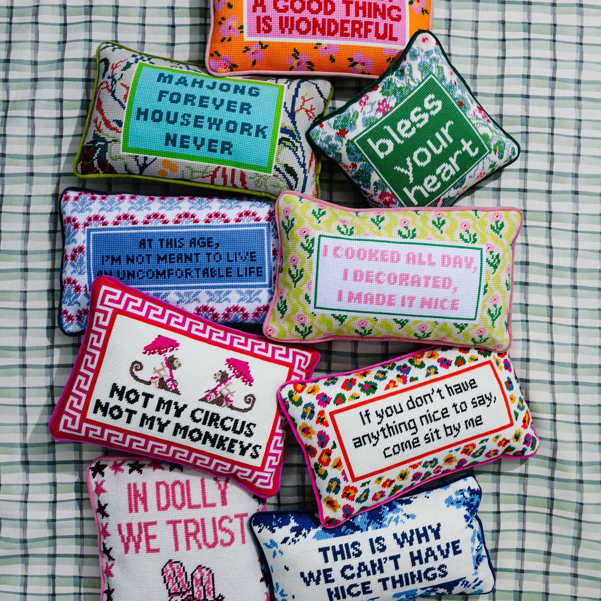 Not My Circus Needlepoint Pillow