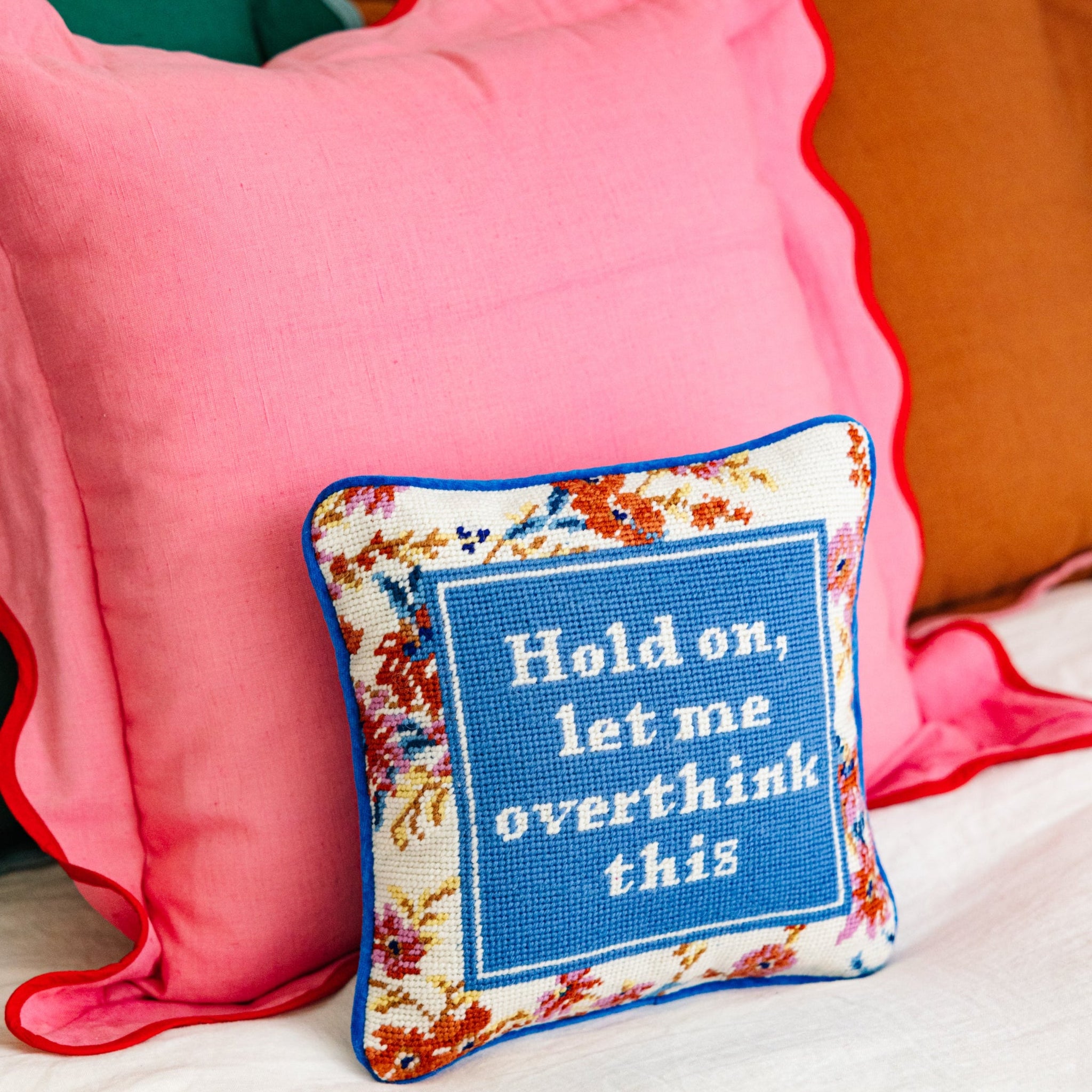 Overthink Needlepoint Pillow Needlepoint Furbish Studio