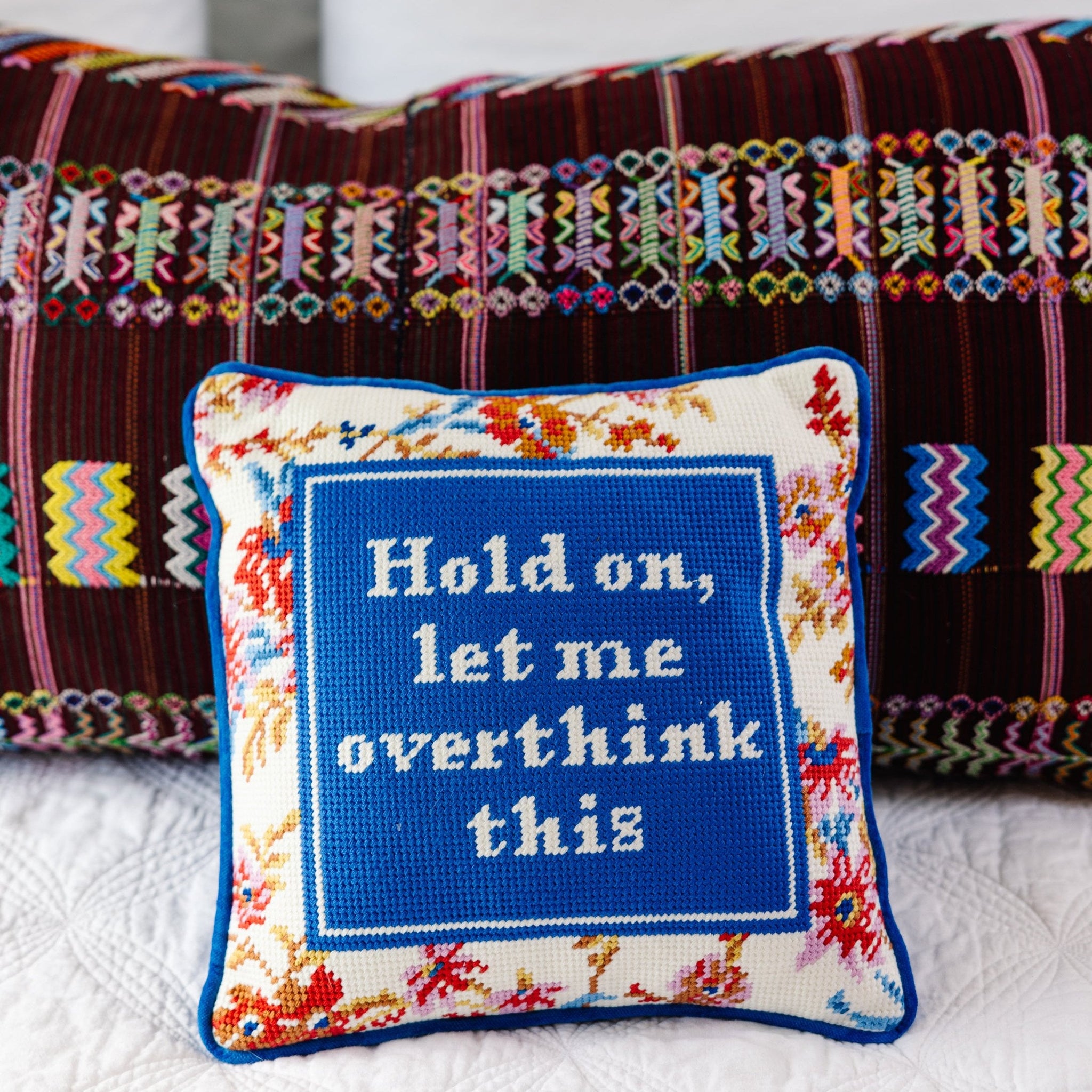 Overthink Needlepoint Pillow Needlepoint Furbish Studio