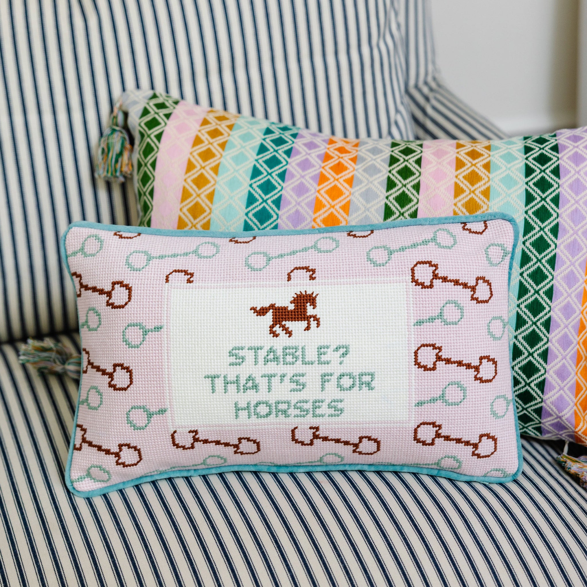 Stable Needlepoint Pillow
