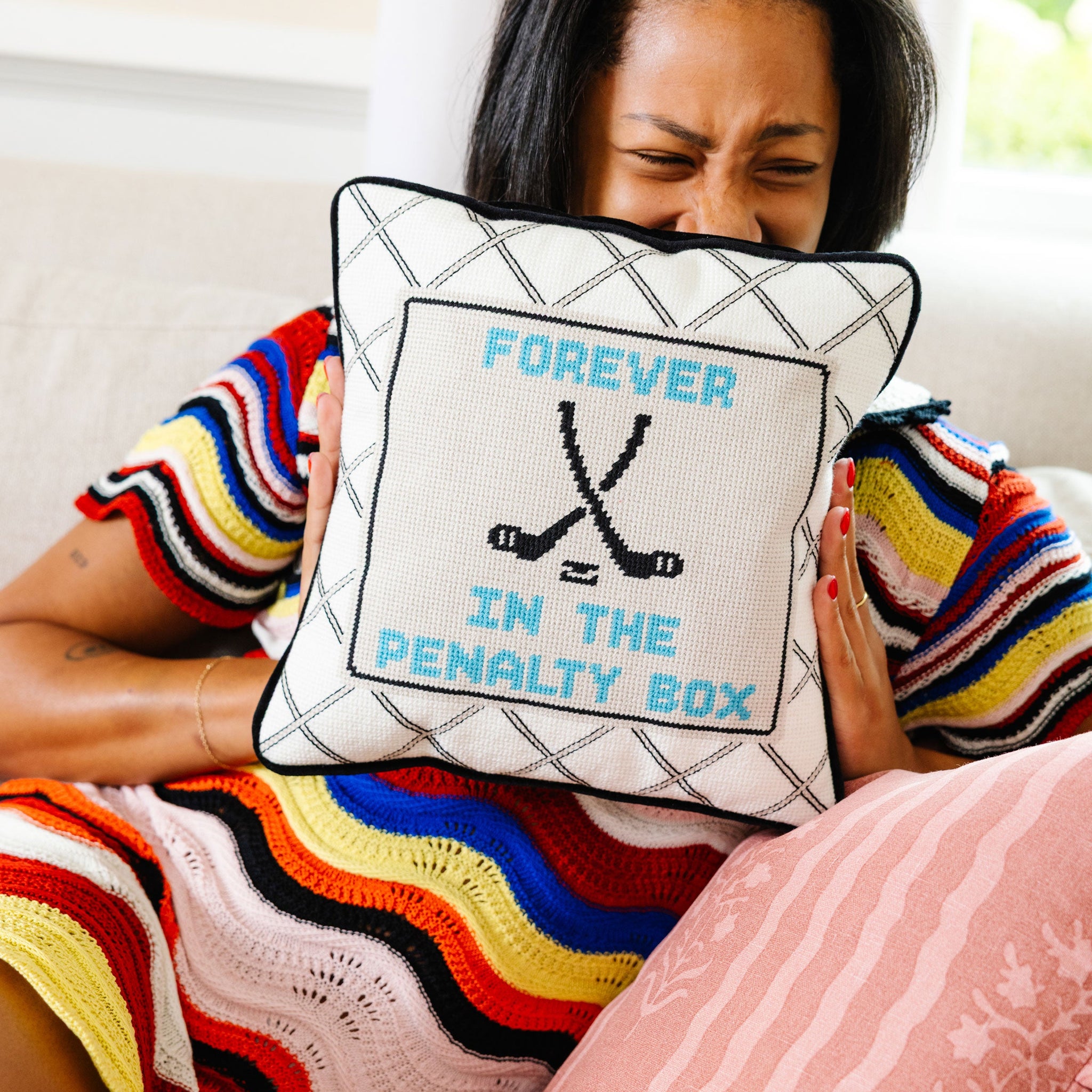 Penalty Box Needlepoint Pillow