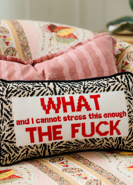 WTF Needlepoint Pillow Needlepoint Furbish Studio