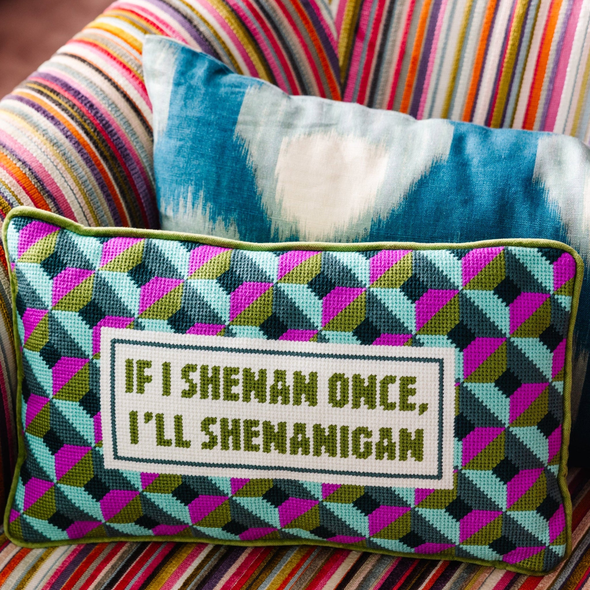 Shenanigans Needlepoint Pillow