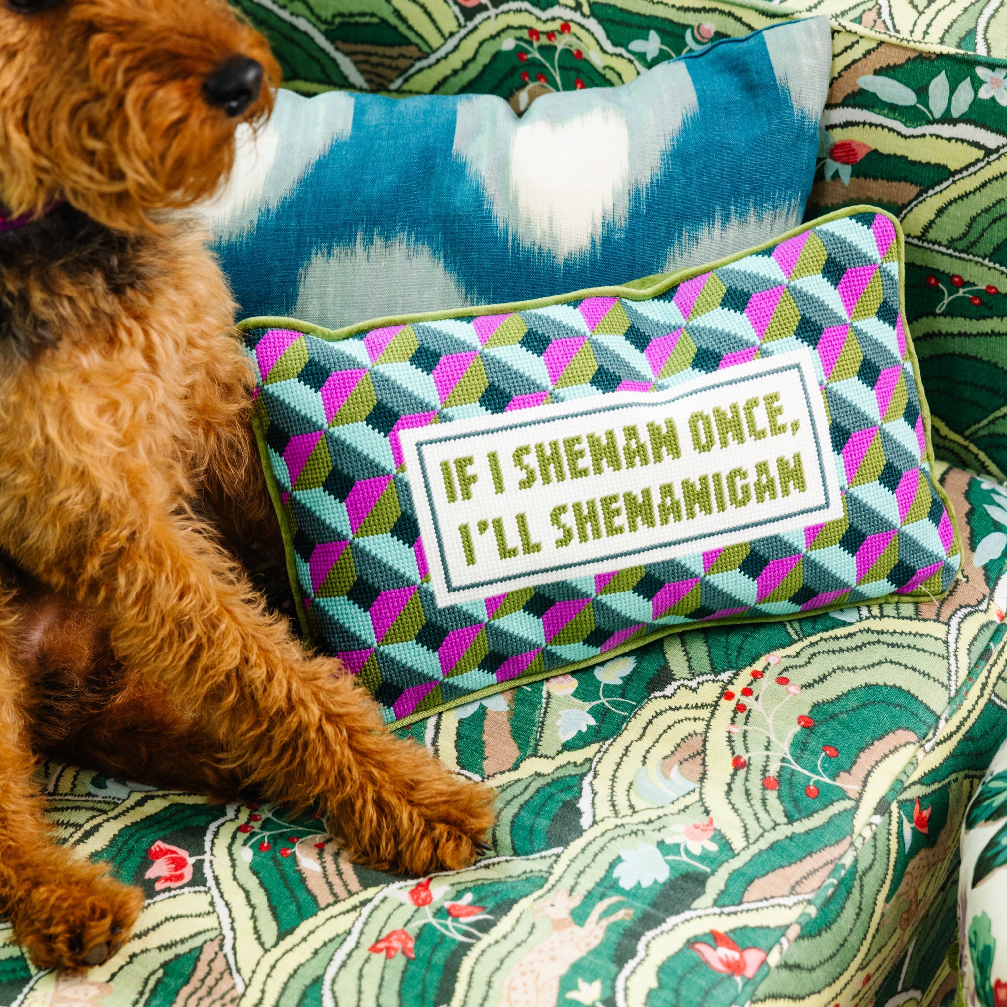 Shenanigans Needlepoint Pillow
