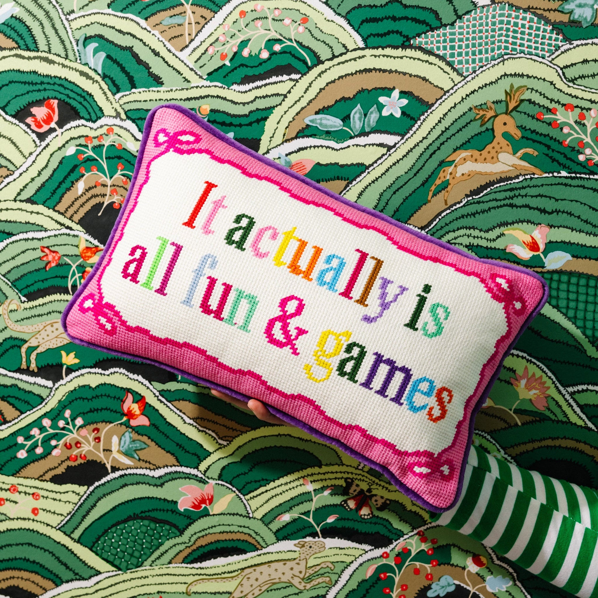 Fun And Games Needlepoint Pillow Needlepoint Furbish Studio