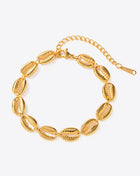 Shell Stainless Steel Bracelet Gold One Size Trendsi