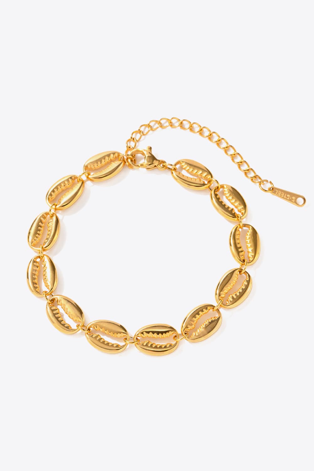 Shell Stainless Steel Bracelet Gold One Size Trendsi