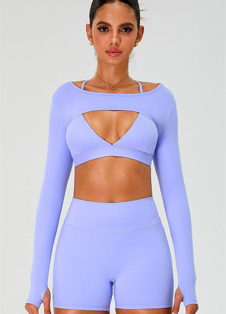 The Ember Sports Bra Crop Top Shorts 3-Piece Set