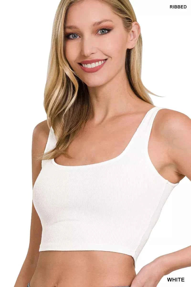 Zenana Ribbed Rayon Square Neck Brami Trendsi