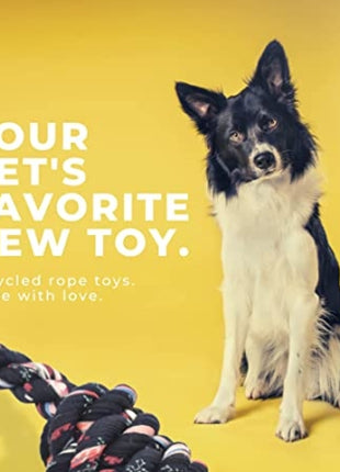 ReRope Small Looper with Tennis Ball Upcycled Fabric Rope Dog Toys