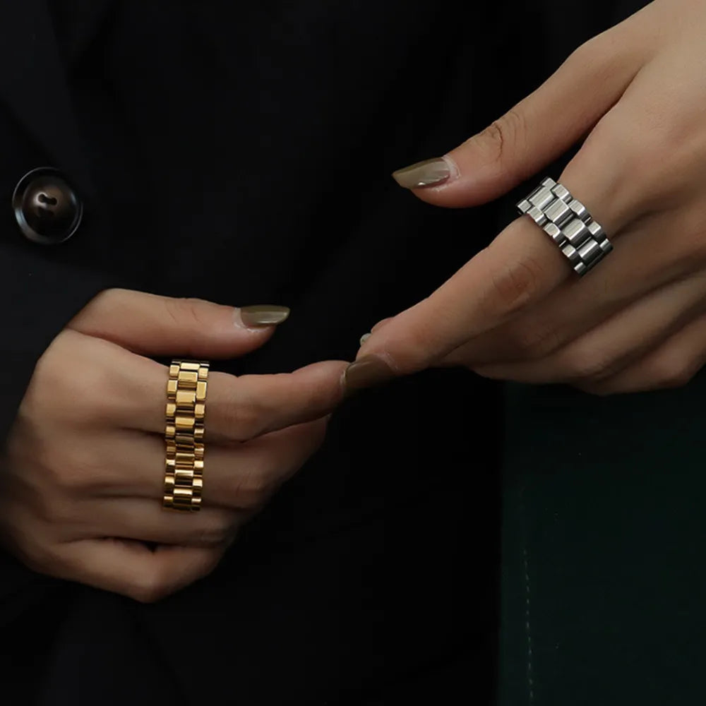 Sandblasted Plated Titanium Steel Ring Trendsi