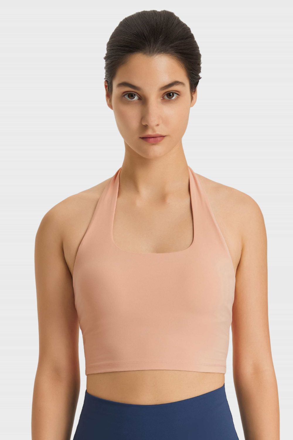 Millennia Breathable Halter Neck Sports Bra Nude Trendsi