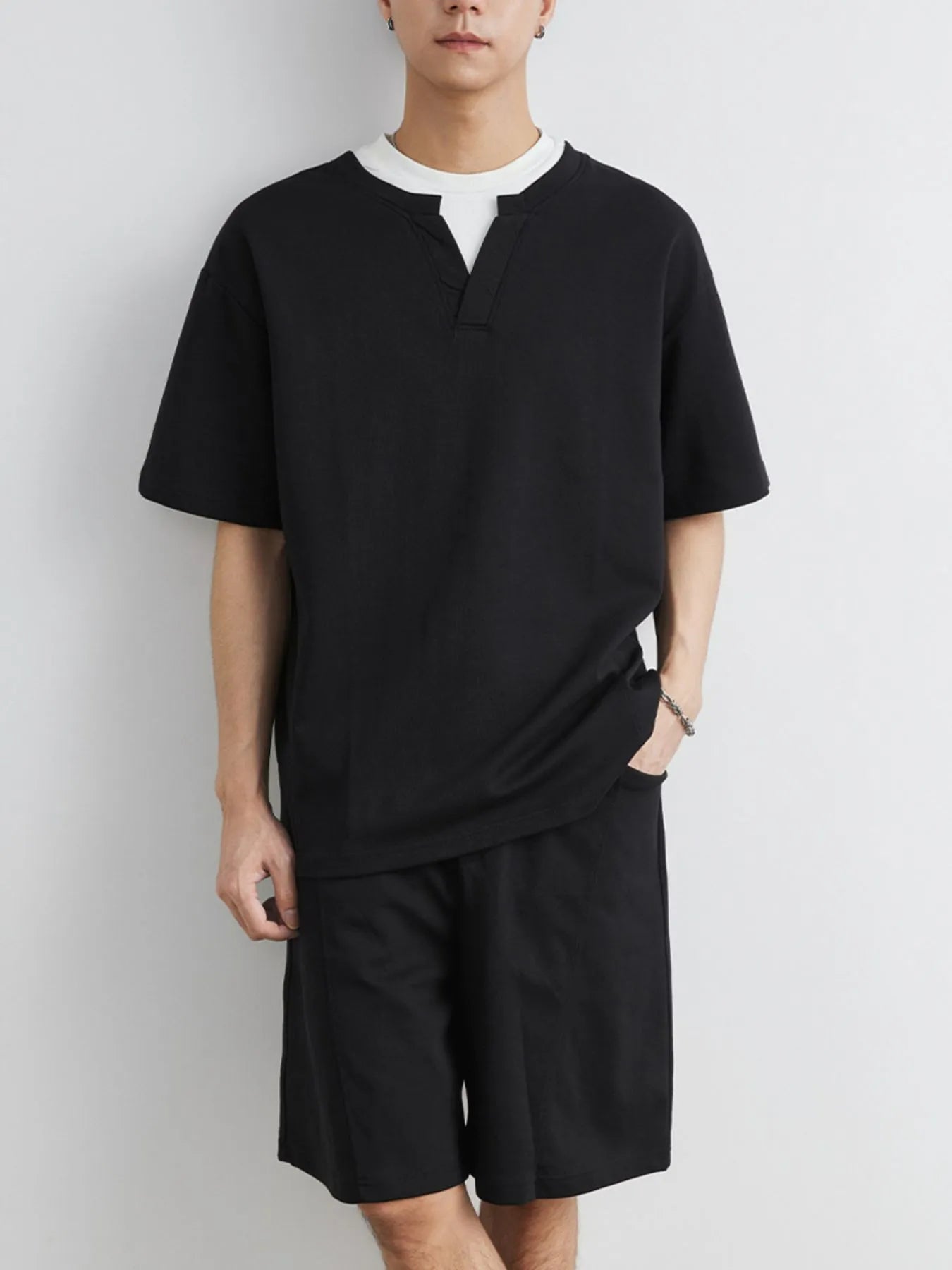 Mens Half Sleeve Top & Shorts Set Loungewear Trendsi