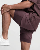 Men's Drawstring Active Shorts Plum Purple Trendsi
