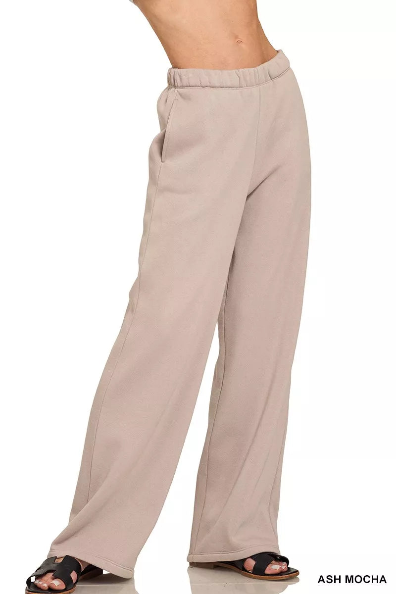 Ash Fleece Pocketed Sweatpants ASH MOCHA Trendsi