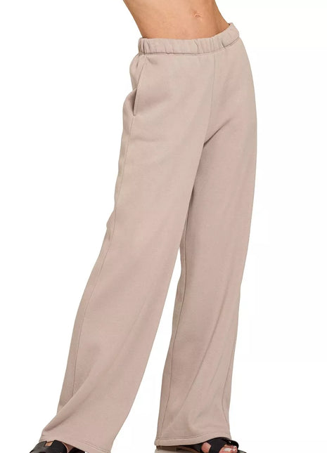 Ash Fleece Pocketed Sweatpants ASH MOCHA Trendsi