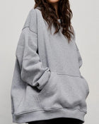 The Oversized Kangaroo Pocket Hoodie Gray Loungwear Trendsi