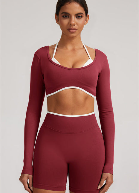 The Elevate Long Sleeve Crop top Shorts 2-Piece Set