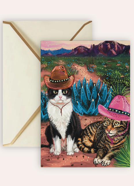 Cowboy Cats Fine Art Greeting Card