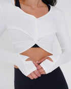 I Release Doubt Buttery Soft White Long Sleeve Crop Top L Tops KIMITH BRAND
