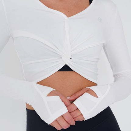 I Release Doubt Buttery Soft White Long Sleeve Crop Top