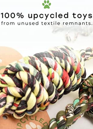 Rerope Looper Barrel with Tennis Ball Upcycled Textile Rope Dog Toys