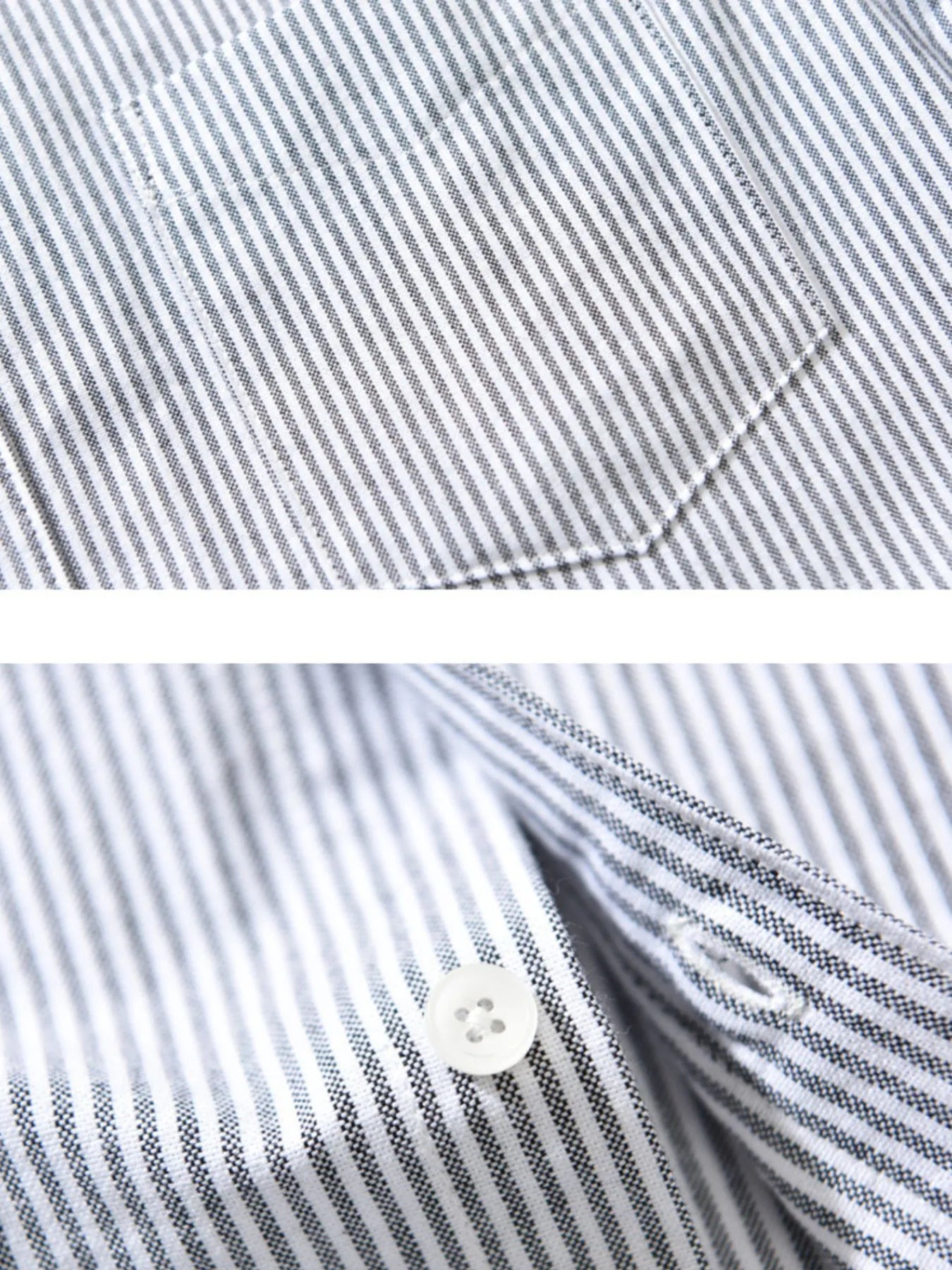 Mens Classic Striped Cotton Long Sleeve Button Up Shirts Trendsi