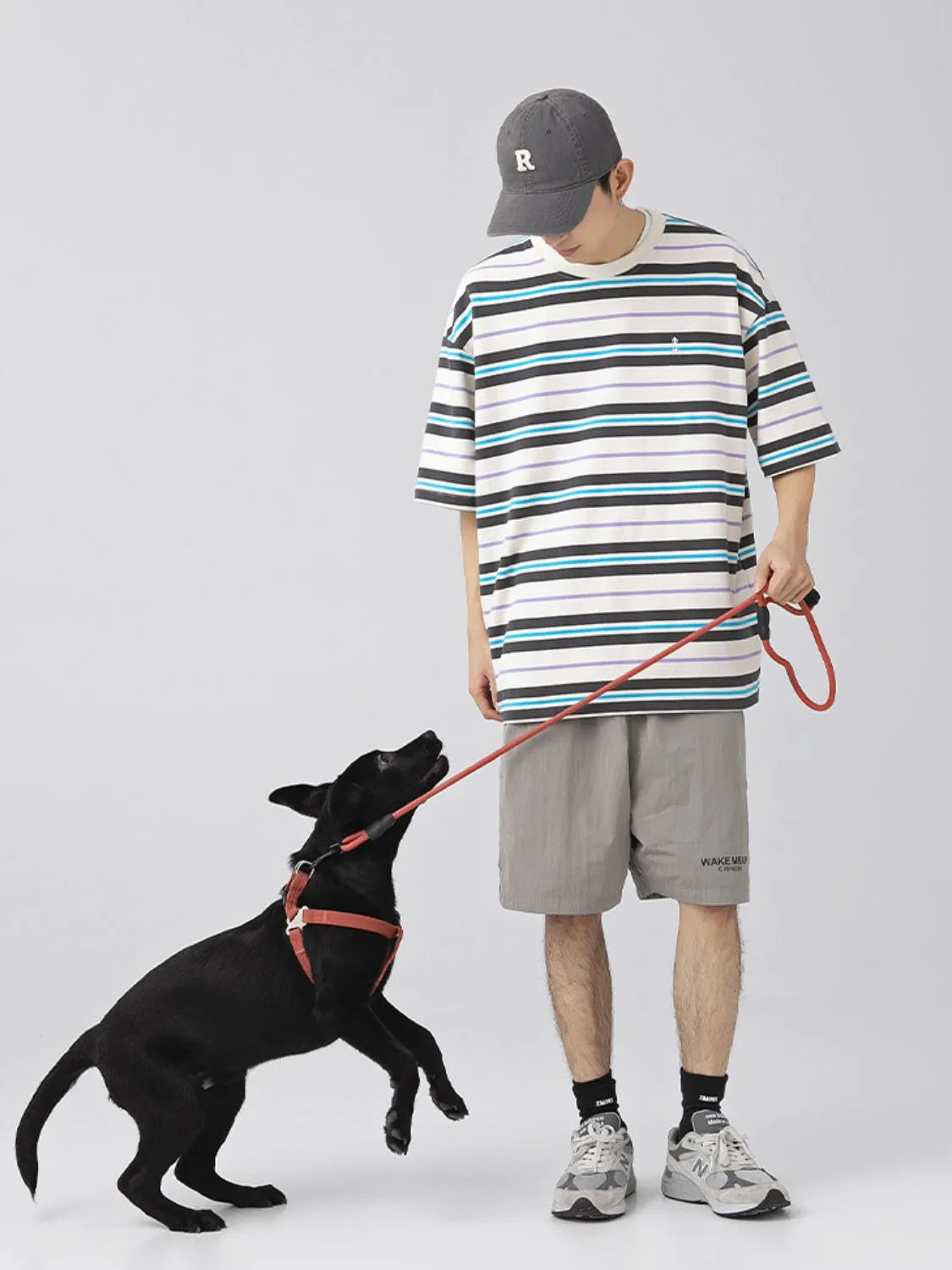 Mens Oversized Fit Half Sleeve Stripe T-Shirt T-shirts Trendsi