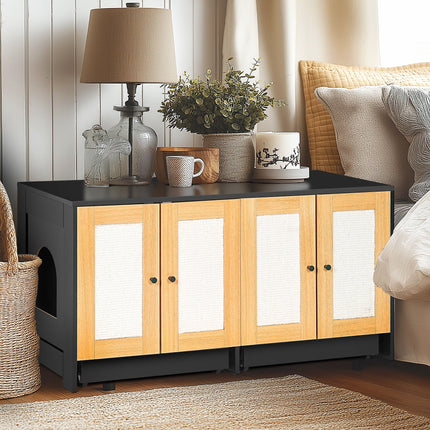 Double Cat Litter Box Enclosure, Hidden Sideboard