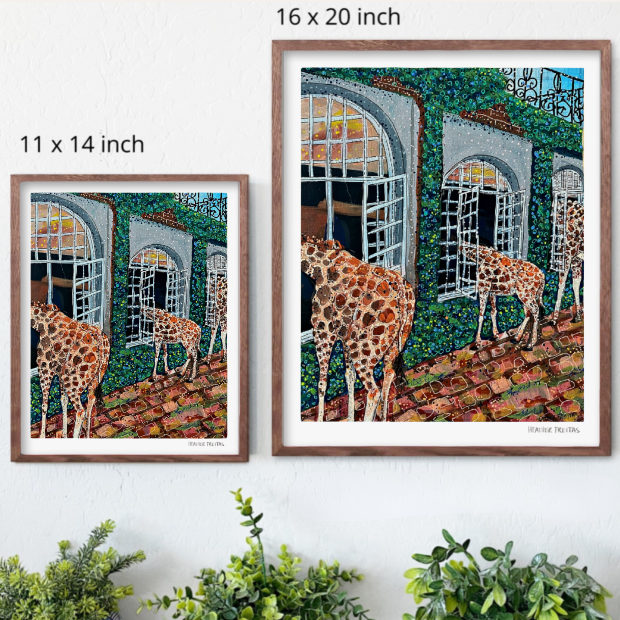 Fine Dinging Giraffe Hand Signed Fine Art Print