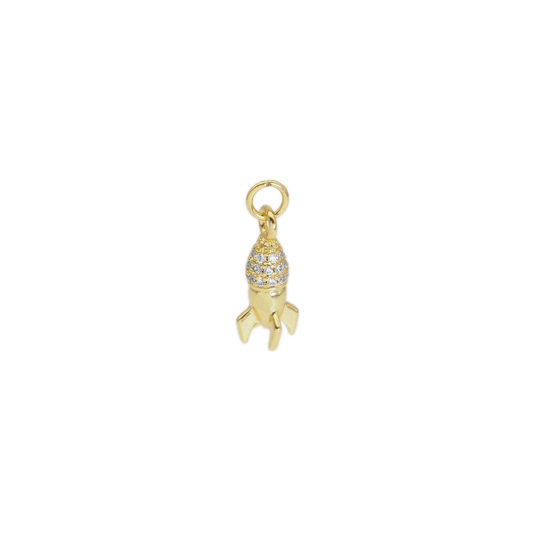 Gold CZ Rocket Charm, Sku#Y872