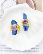 Gold Kyanite with Amethyst Adjustable Ring, Sku#YT32