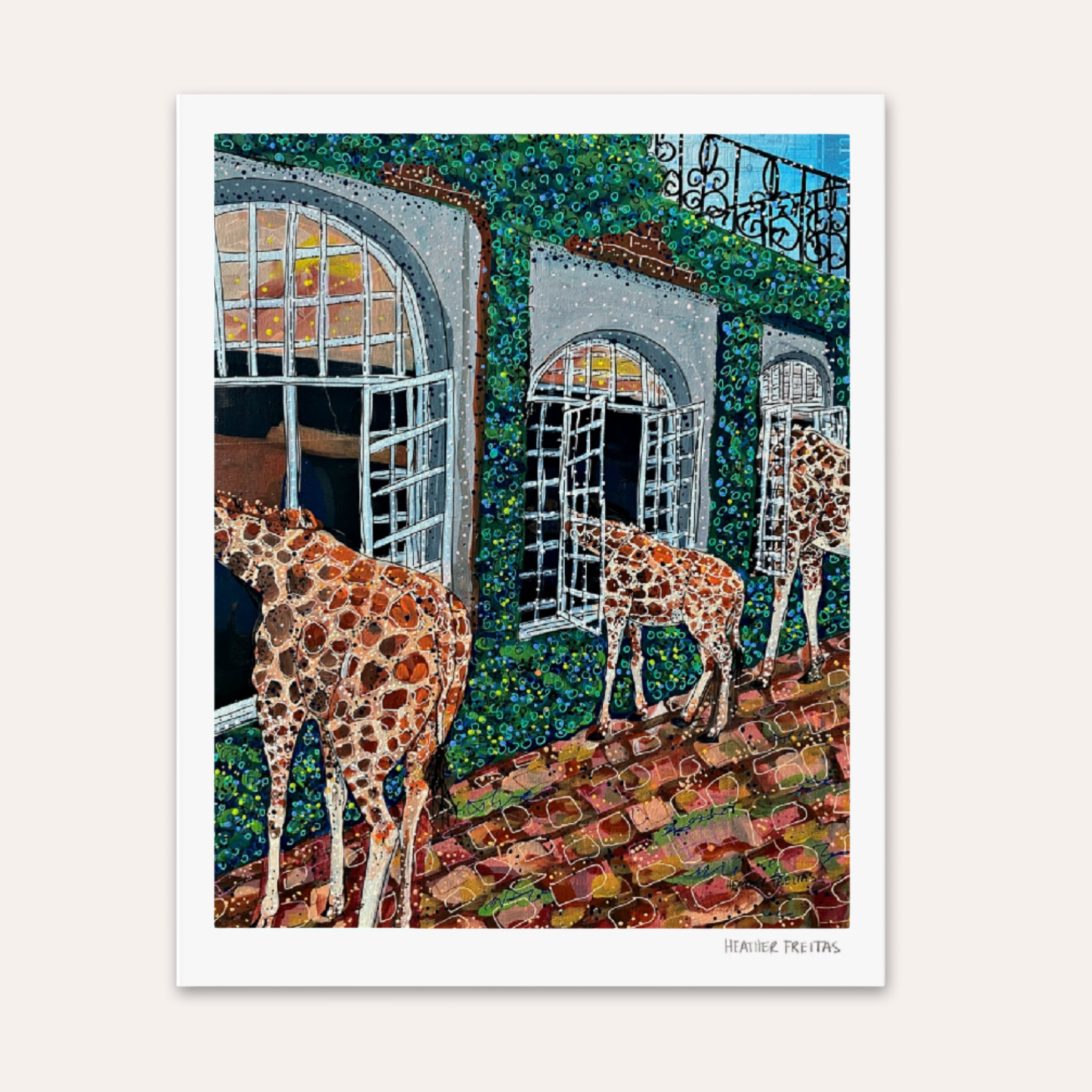 Fine Dinging Giraffe Hand Signed Fine Art Print
