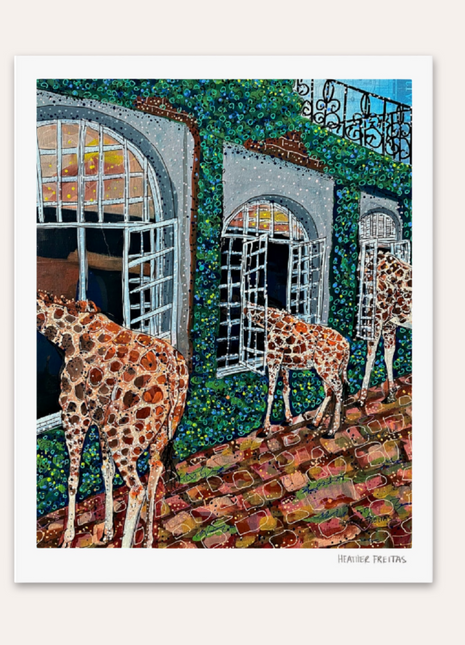 Fine Dinging Giraffe Hand Signed Fine Art Print
