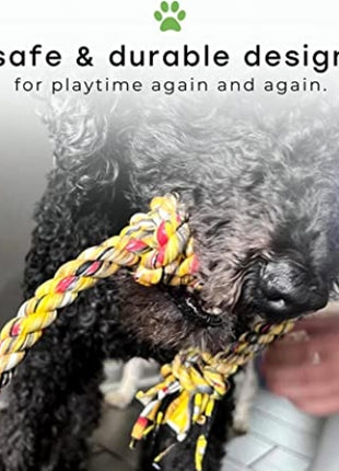 ReRope Small Looper with Tennis Ball Upcycled Fabric Rope Dog Toys