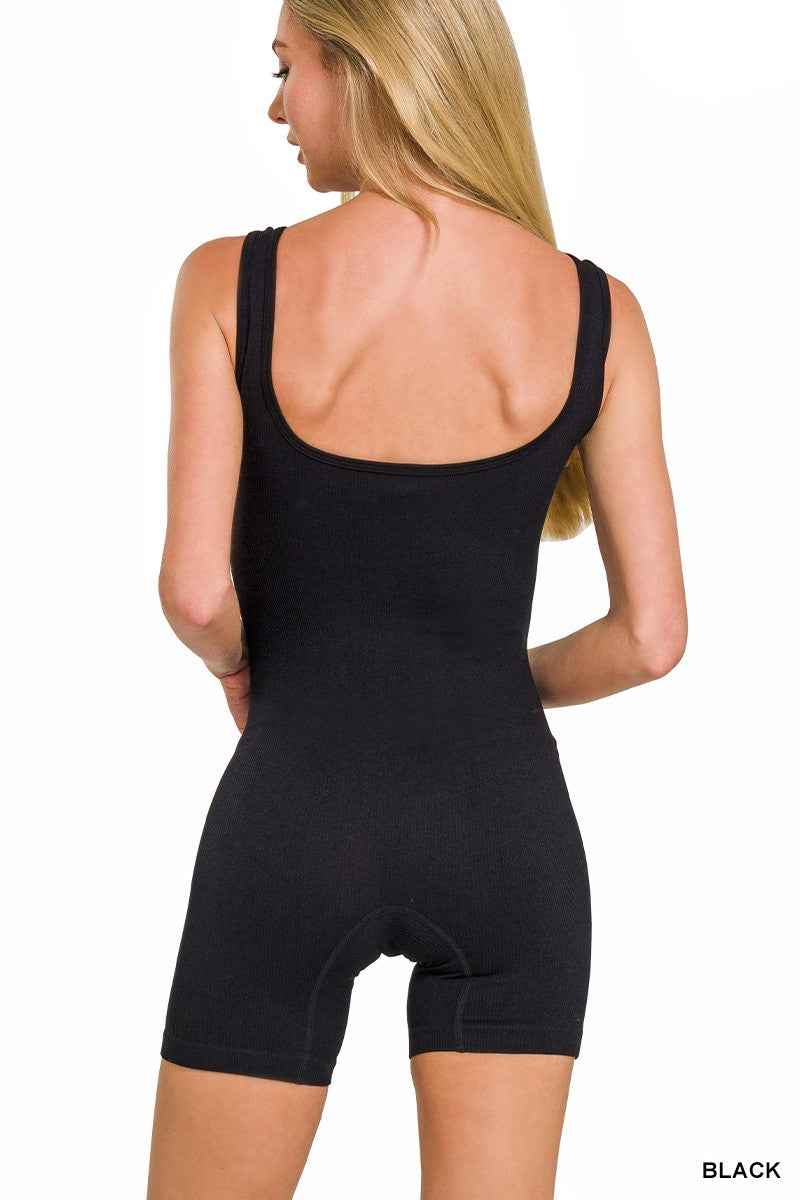 Zenana Ribbed Seamless Body-contouring Fit Romper Trendsi