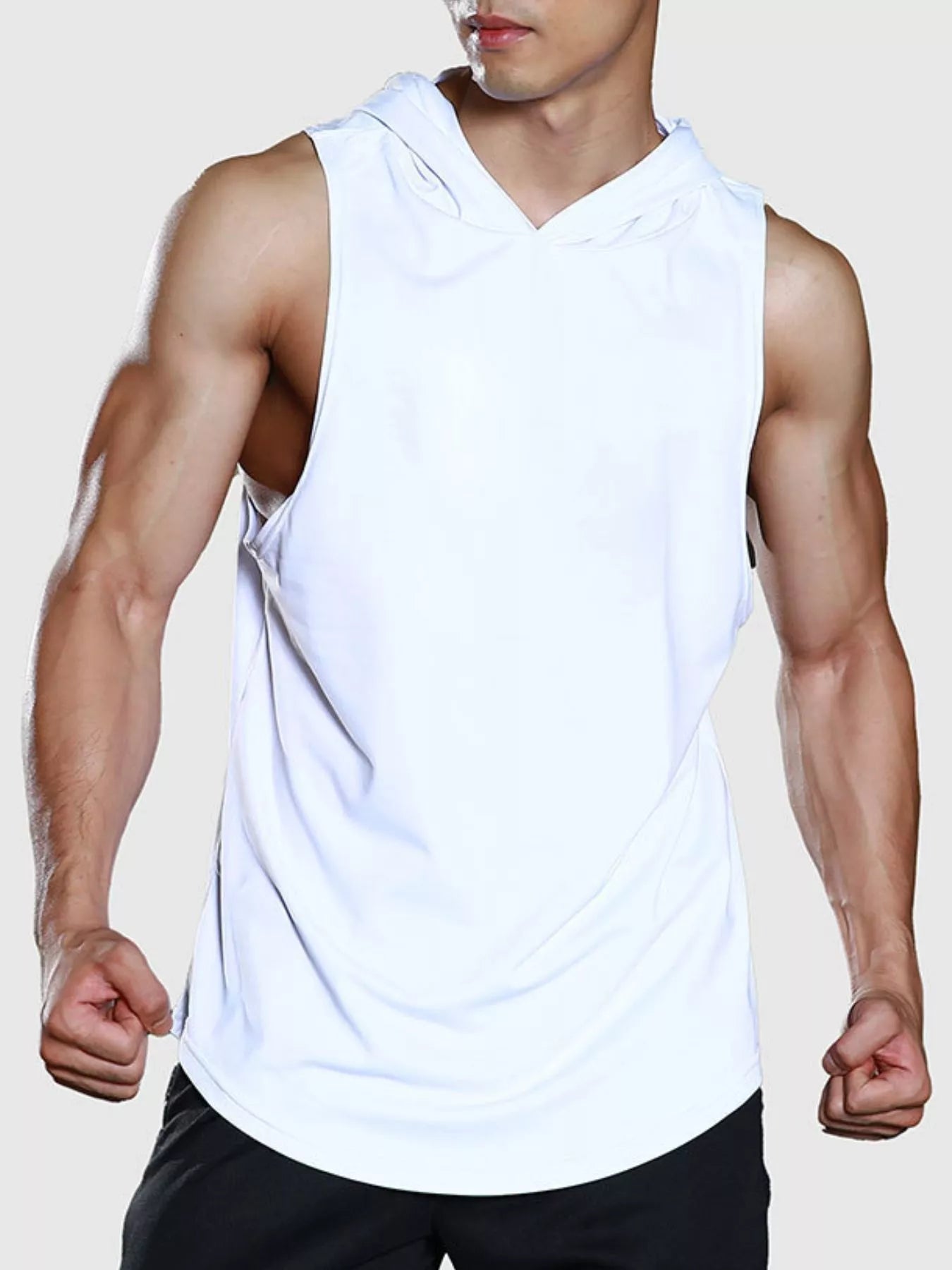 Men's Hooded Sleeveless Tank White Trendsi