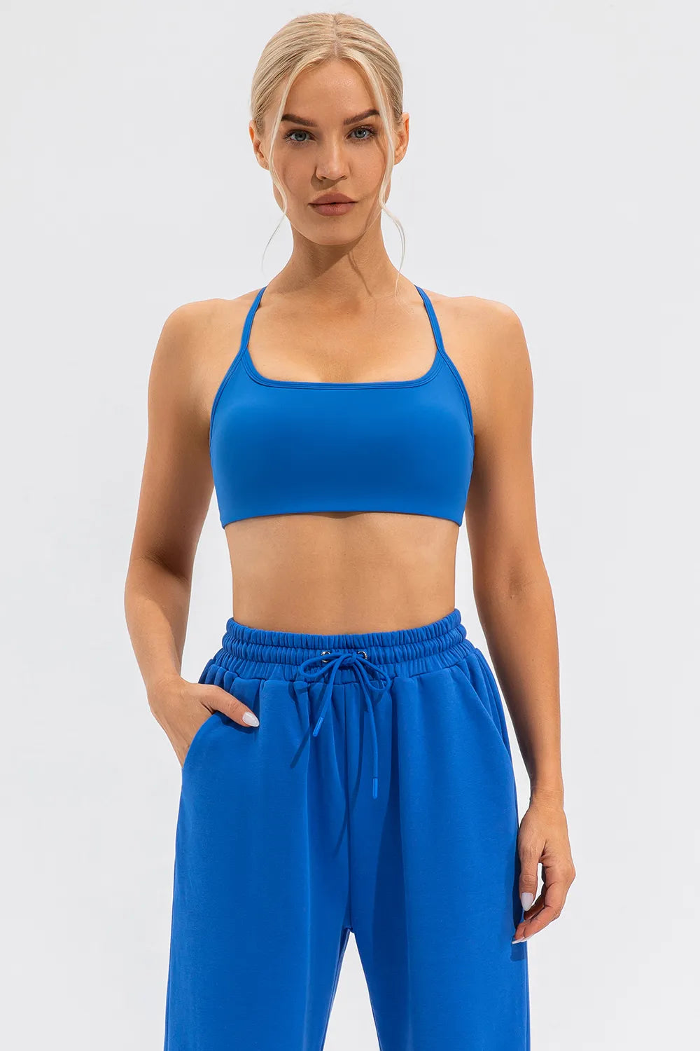 Crisscross Spaghetti Strappy Sports Bra (5 colors) Blue Trendsi